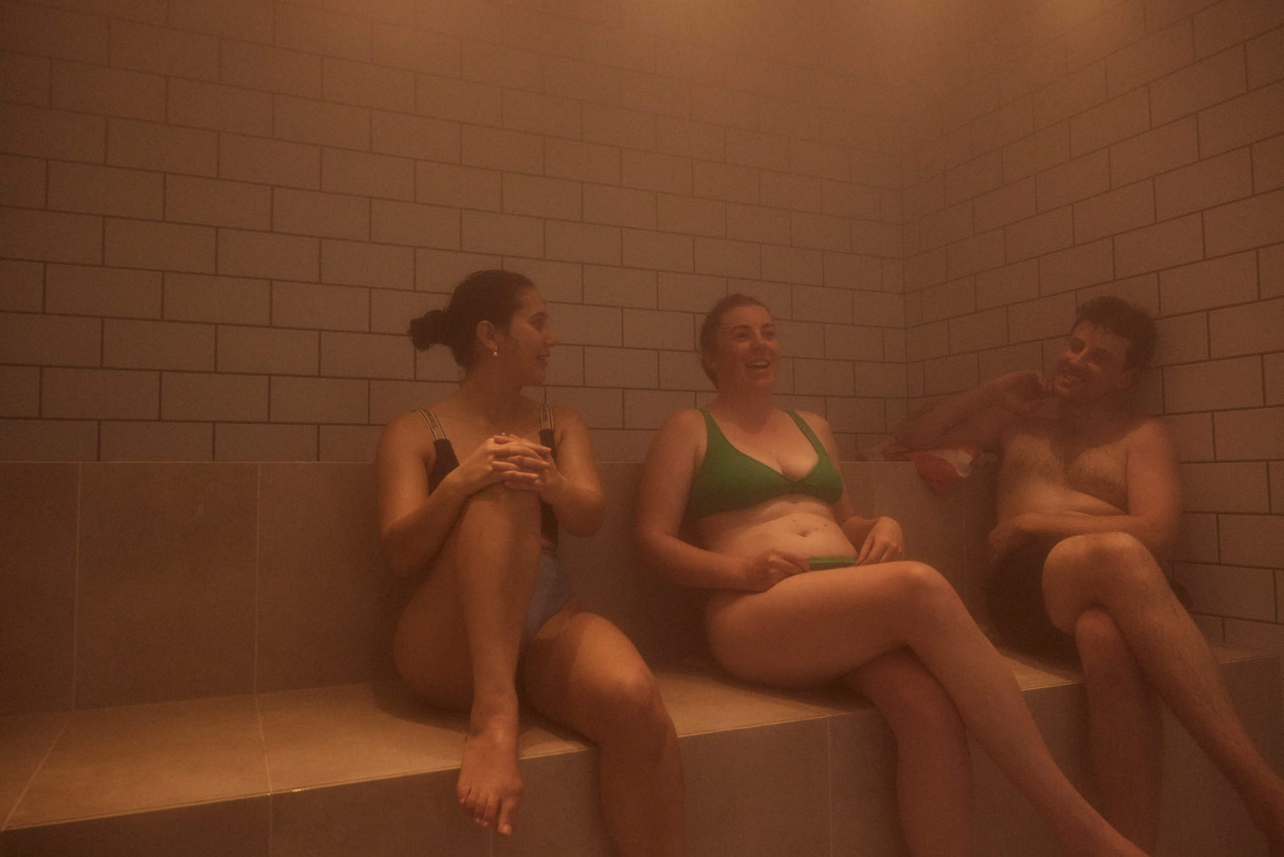 Bathers in the steam room
