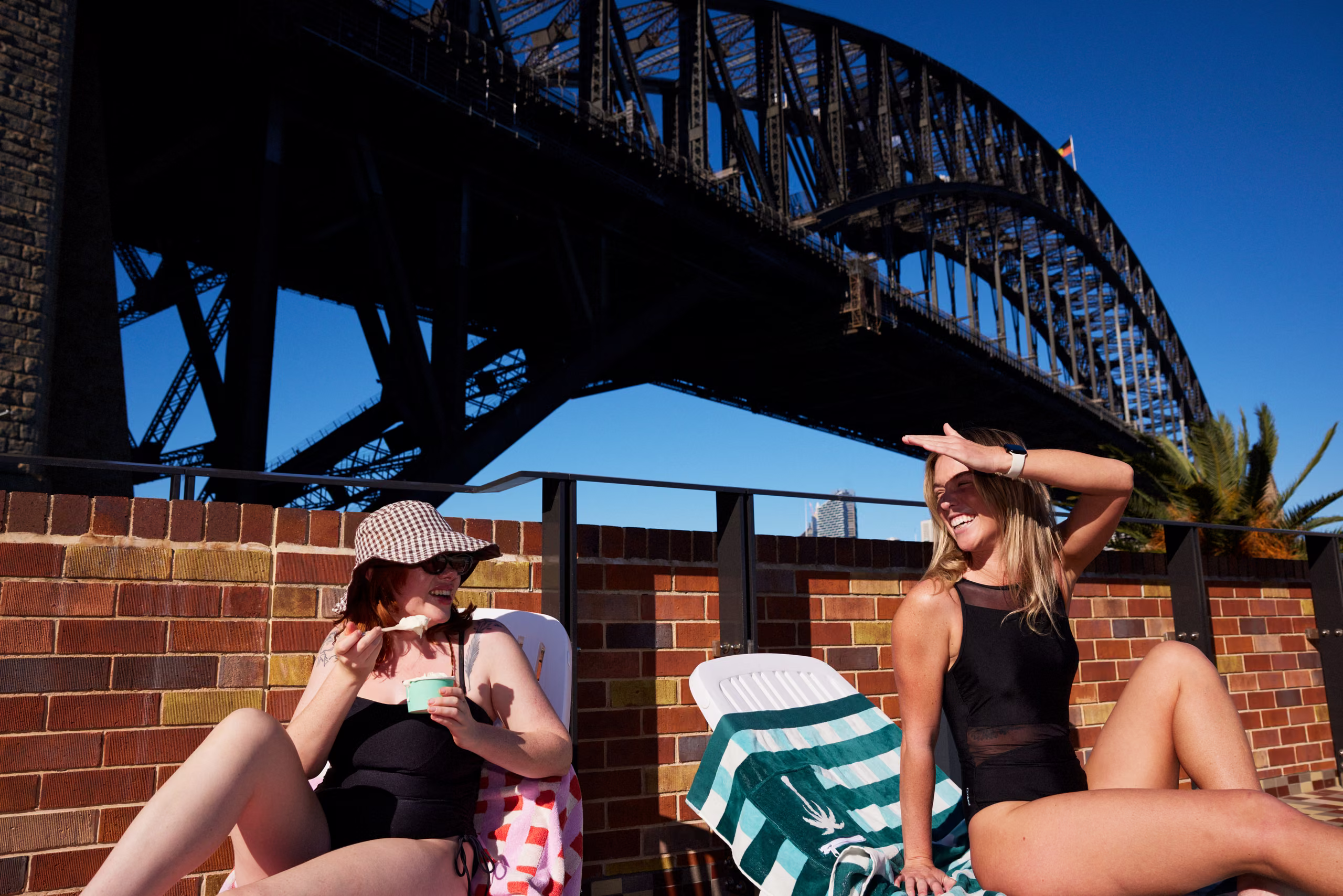 Sun deck loungers with Harbour Bridge views