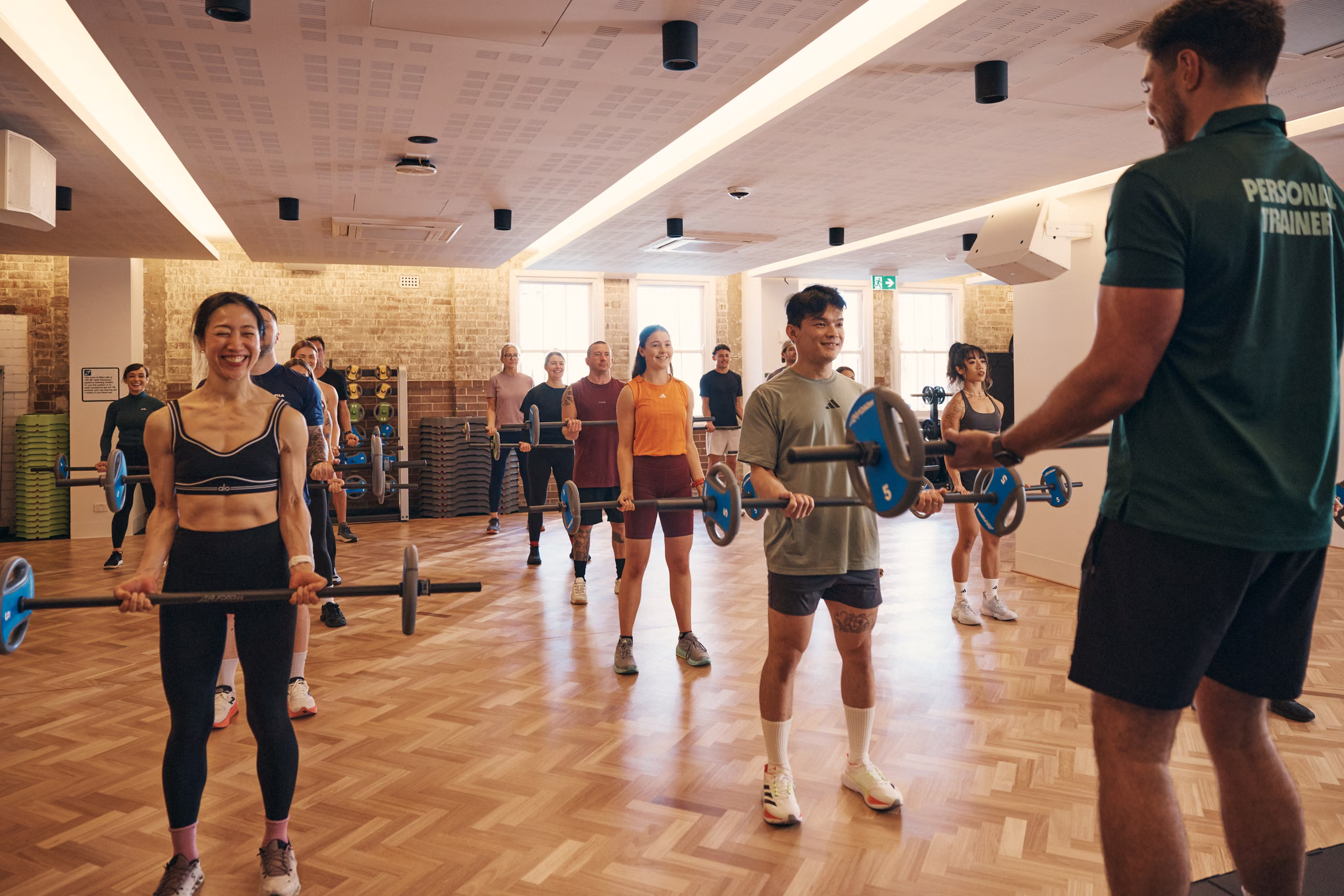 Group fitness class in the studio
